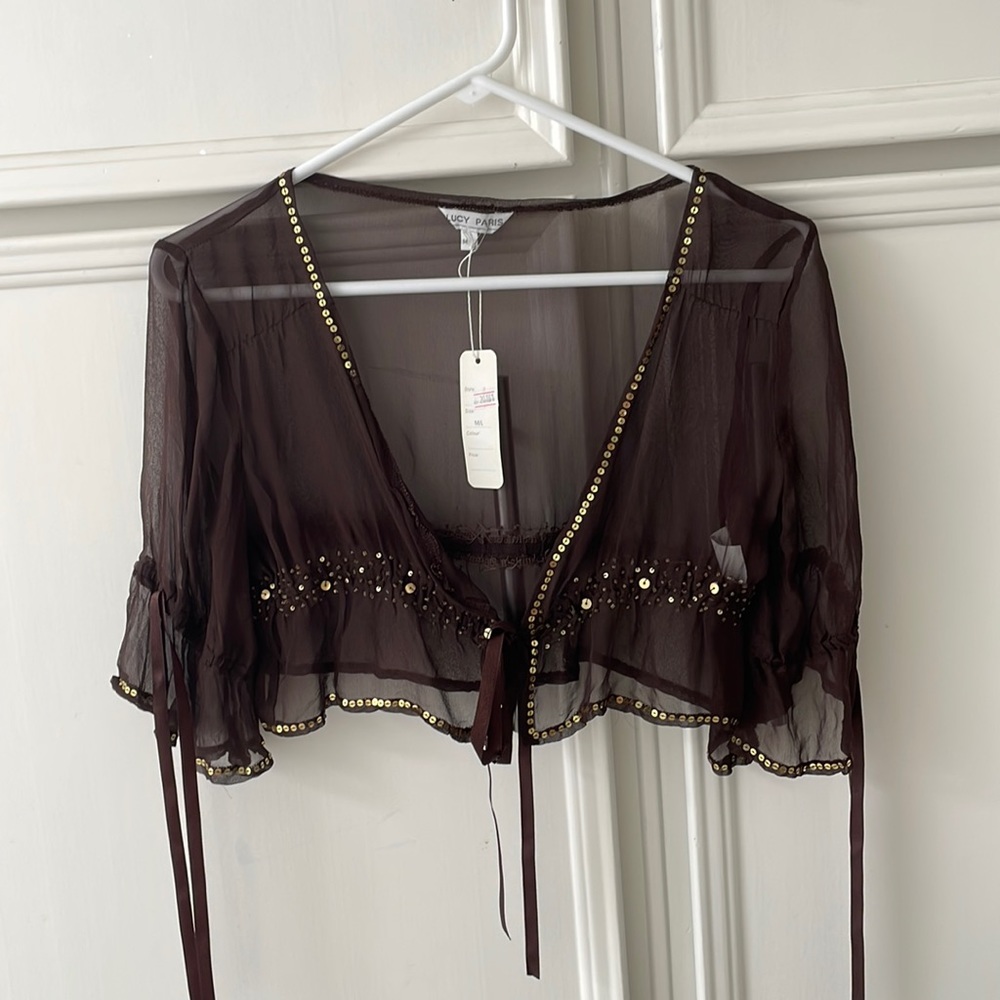 Brown silk shoulder covering/top